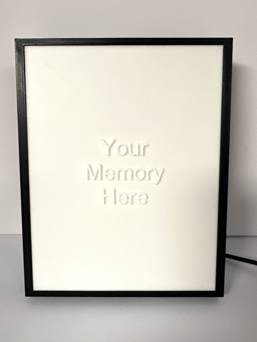 Rectangular lithophane frame with placeholder text "Your Memory Here" for custom Santa decoration.