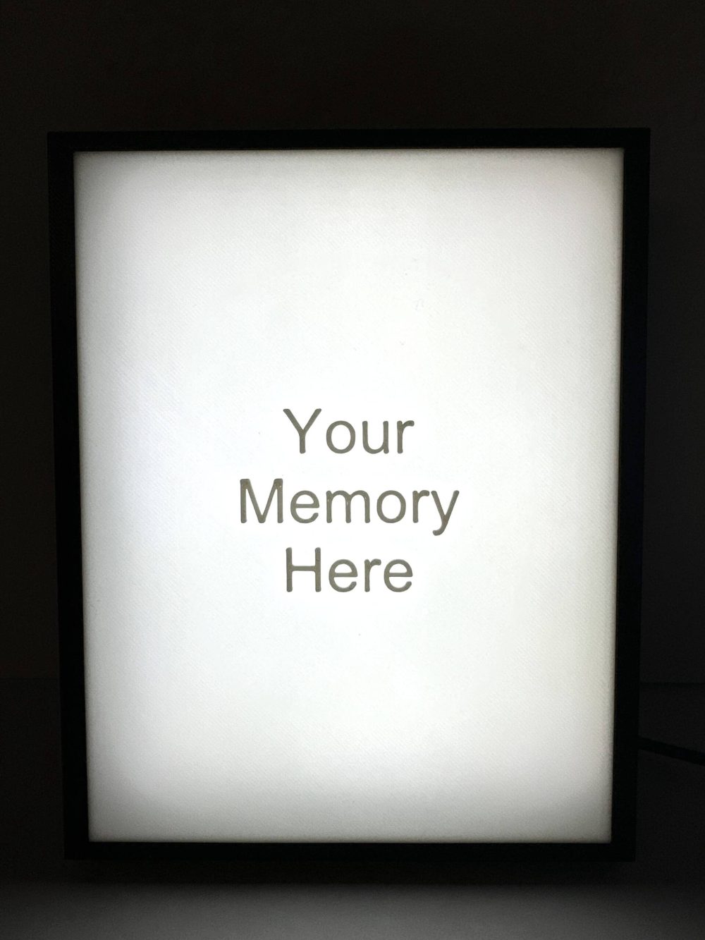 Rectangular backlit lithophane display with placeholder text "Your Memory Here."
